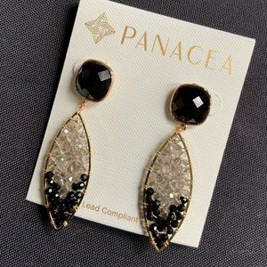 GIFTED - Panacea Clear And Black Beaded Gold Tone Earrings